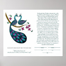 Ketubah del Pavo real-Peahen, blanco Impresiones