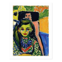 Kirchner Fränzi delante de la silla tallada Postales