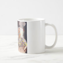 Klimt adorna a la novia con velo y la guirnalda taza de café