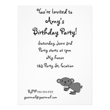 Koala gris linda invitacion personalizada