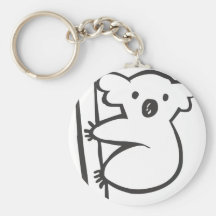Koala joven en un árbol en bosquejo blanco y negro llavero personalizado