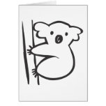 Koala joven en un árbol en bosquejo blanco y negro tarjetón