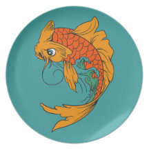 Koi Fisch fish Flache Teller