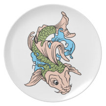 Koi Fisch fish Teller