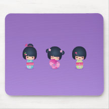 kokeshi tres Mousepad Alfombrilla De Raton