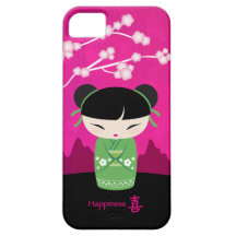 Kokeshi verde - felicidad iPhone 5 fundas