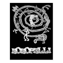 Kokopelli y espiral - postal #2