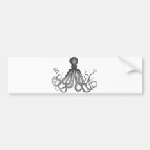 Kraken - pulpo gigante negro/Cthulu Pegatina De Parachoque