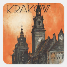 Kraków Pegatinas Cuadradases Personalizadas