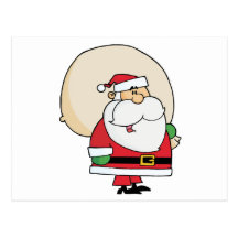 Kris feliz Kringle que lleva un saco del juguete Postal