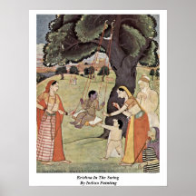 Krishna en el oscilación por la pintura india impresiones