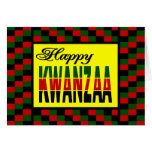 Kwanzaa feliz con la frontera roja, negra, y verde tarjeton