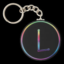 L llavero del monograma del arco iris llaveros