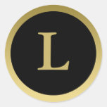 L:: Monograma L oro elegante y pegatinas negros