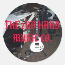 La 2da MÚSICA CO. de la MANO Pegatina Redonda