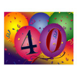 la 40.a postal de la fiesta de cumpleaños invita