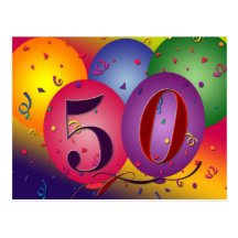 la 50.a postal de la fiesta de cumpleaños invita