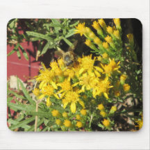 La abeja en amarillo florece Mousepad Alfombrilla De Ratones