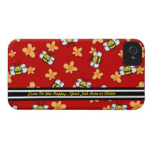 La abeja iPhone4 feliz Barely There - personalice iPhone 4 Protectores