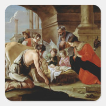 La adoración de los pastores, c.1638 calcomania cuadradas