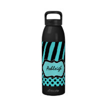 La aguamarina, negro, la cebra blanca raya la bote botallas de agua