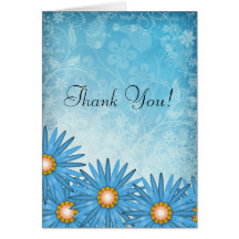 La alegría azul floral le agradece Notecard Felicitacion