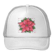 La alegría del Poinsettia puntea el gorra