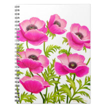 La amapola de jardín rosada florece el cuaderno