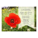 La amapola roja florece el boda del país invitacion personalizada