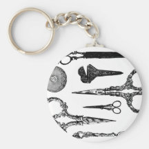 La antigüedad Scissors la ilustración Llavero Personalizado