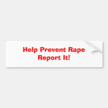 ¡La ayuda previene RapeReport él! Etiqueta De Parachoque