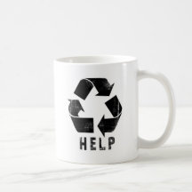 La ayuda recicla (el negro) tazas