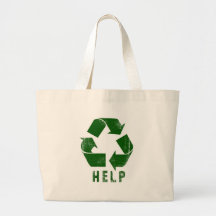 La ayuda recicla (el verde) bolsas lienzo