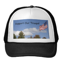 ¡La bandera americana, apoya a nuestras tropas! Gorras De Camionero