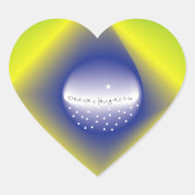 La bandera Bandeira del Brasil hace el Brasil Pegatina Corazon Personalizadas