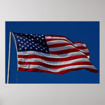 La bandera con las barras y estrellas está volando posters