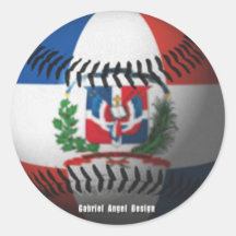 La bandera de la República Dominicana cubrió béisb Etiqueta Redonda