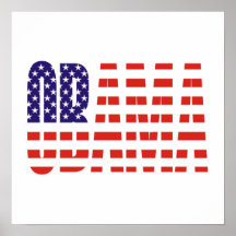 La bandera de los E.E.U.U. de la ayuda de Barack O Posters