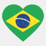 La bandera del Brasil Calcomanías Corazones