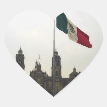 La Bandera Mexica de la estafa del EL Zocalo del D Pegatina Corazon