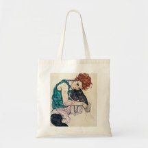 La bolsa de asas asentada Schiele de la mujer de E
