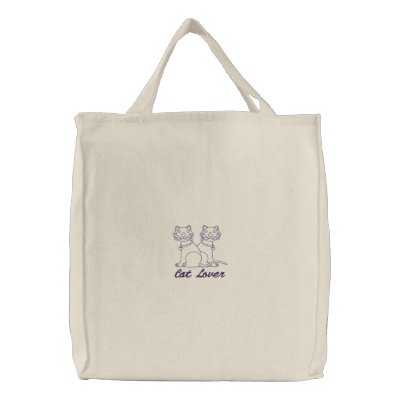 La bolsa de asas bordada amante del gato