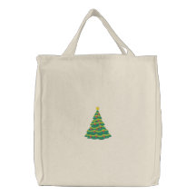La bolsa de asas bordada árbol de navidad