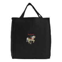 La bolsa de asas bordada caballo personalizada del