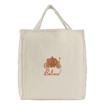 La bolsa de asas bordada coche de la calabaza