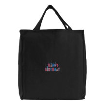 La bolsa de asas bordada del cumpleaños