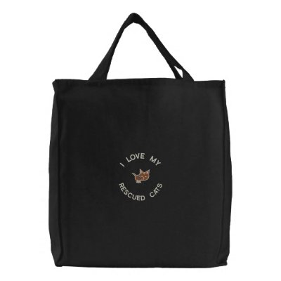 La bolsa de asas bordada divertida de los gatos de