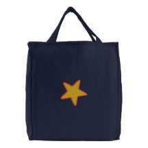 La bolsa de asas bordada estrella de la lona del o