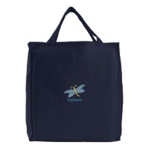 La bolsa de asas bordada libélula personalizada de