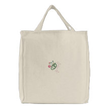 La bolsa de asas bordada mariposa floral del monog